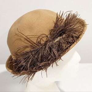 Vintage Kates Boutique tan bowler hat
